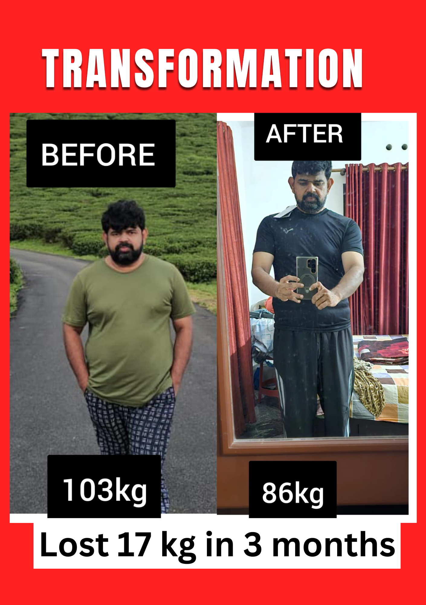 Member transformation - lost 17 kg in 3 months