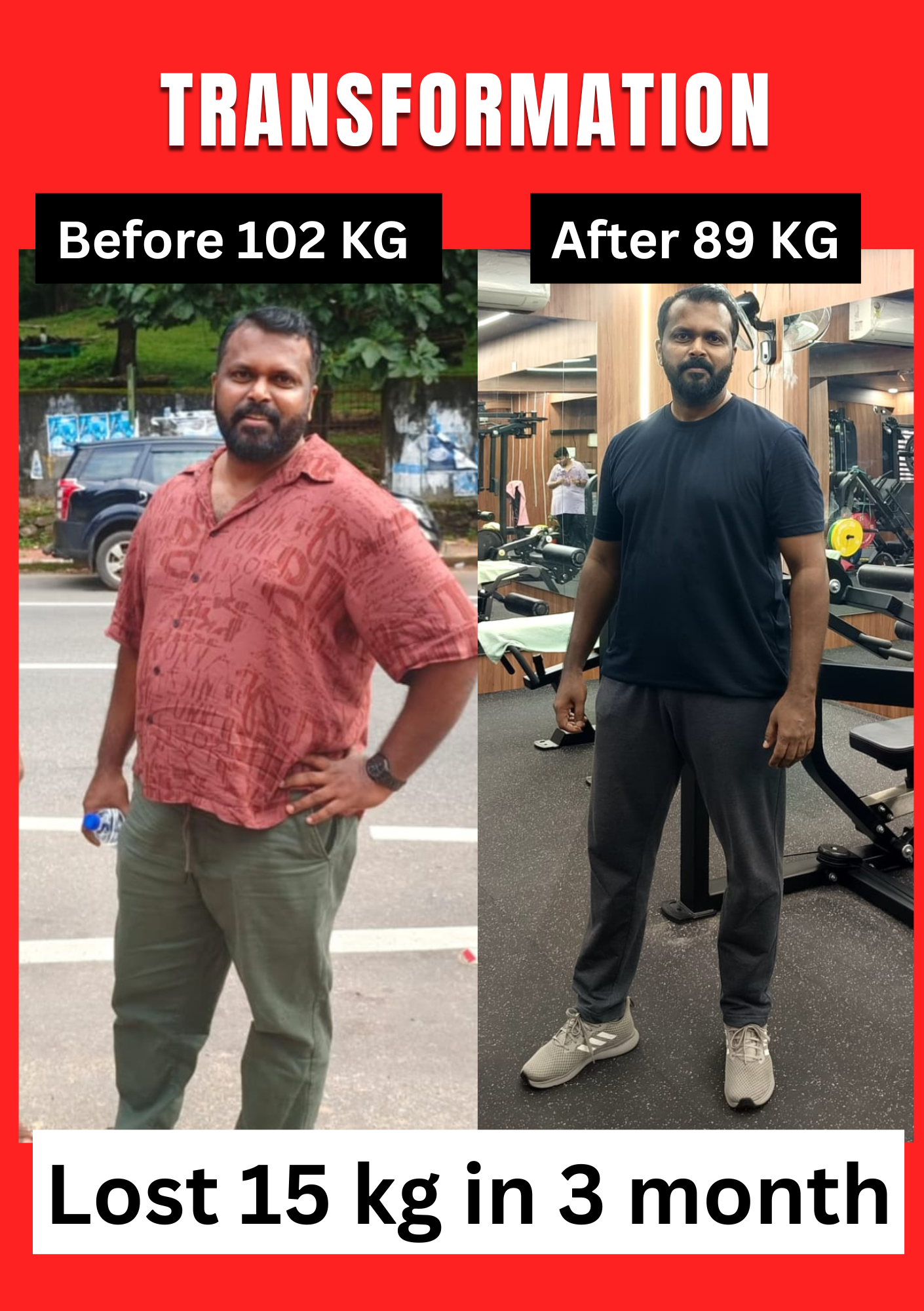 Member transformation - lost 15 kg in 3 months